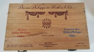 Vintage Baron Philippe De Rothschild Dual Wood Wine Bottle Gift Box