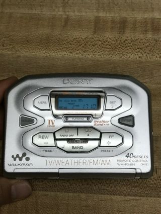 Sony Walkman WM - FX494 Cassette Tape Player Mega Bass AM/FM Radio TV Tuner 2