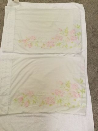 Vintage Martex Shabby Chic Floral Standard Size Pillowcases Roses