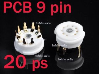 20ps 9 Pin Pcb Tube Socket Ceramic Gold Plated 12ax7 6922 El84 Etc