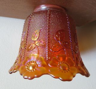 Vintage Stippled Daisy Chain Marigold Carnival Glass Lamp Shade