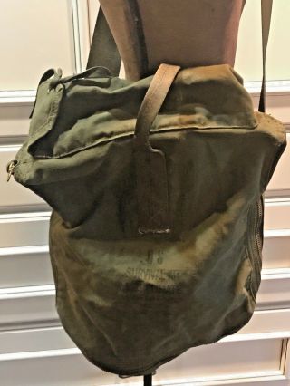 Vintage US Army Military Green Canvas Survival Kit Hot Climate Zip Bag Purse 2