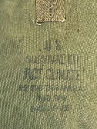 Vintage US Army Military Green Canvas Survival Kit Hot Climate Zip Bag Purse 3