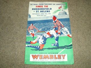 Vintage 1953 Rugby League Challenge Cup Final Huddersfield V St Helens @ Wembley
