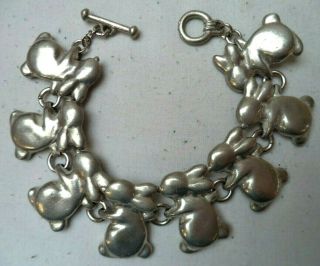 Stunning Vintage Estate Silver Tone Metal Easter Bunny 7.  5 " Bracelet 2185d