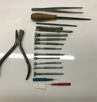 Vintage Tools From A Watchmakers Estate,  Small Screwdrivers,  Hand Vice,  More