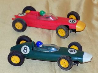 Vintage Scalextric Triang Model Green Brm,  Red Porsche Racing Slot Cars