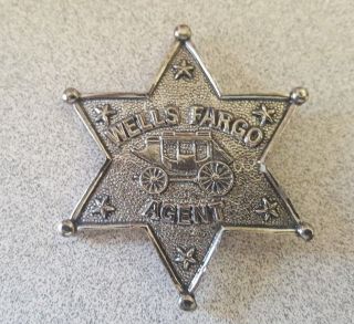 Vintage Wells Fargo Agent Star Badge Pin Silver - Tone Souvenir 2.  5 " 3