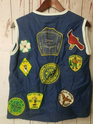 Vtg 1970s Ncha National Camper And Hikers Travel Vest Badge Patch Staunton Va