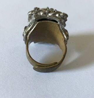 Vintage Barclay Clear Rhinestone Ring - Brass - Adjustable Size 3