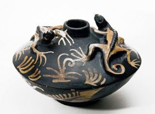 Vintage Lenca Lencan Indian Iguana Art Pottery Ceramic Vase Honduras Handmade