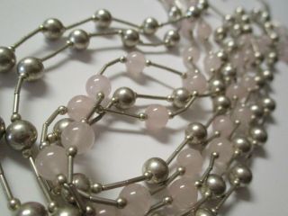 VINTAGE MEXICAN INDIAN? MODERNIST STERLING SILVER BEADED NECKLACE 925 QUARTZ 5