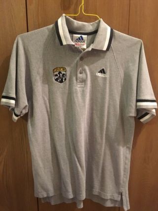 Vintage Adidas Polo Shirt Columbus Crew Mens Medium Gray Old Logo Soccer Mls Euc