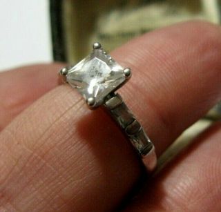 Vintage Jewellery Sterling Silver 925 Pretty Cz Crystal Art Deco Style Ring 7 O