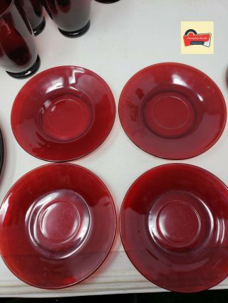 7 Vintage Anchor Hocking Ruby Red Glass Plates 2@9 " 1@8 " 4@6 " No Chips.