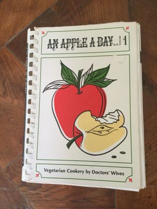 Vintage An Apple A Day Vegetarian Cookbook Softcover Dr.  Wives Sda Cookbook