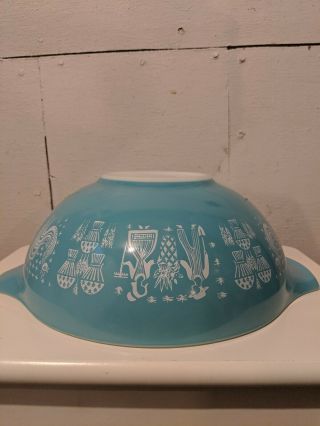 Vintage Pyrex Mixing Bowl Cinderella 444 4 Quart Amish Butterprint Turquoise
