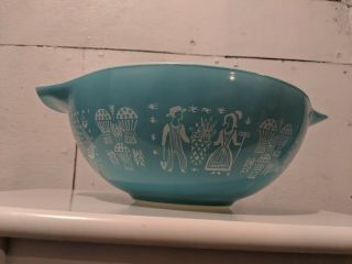 Vintage Pyrex Mixing Bowl Cinderella 444 4 Quart Amish Butterprint Turquoise 2