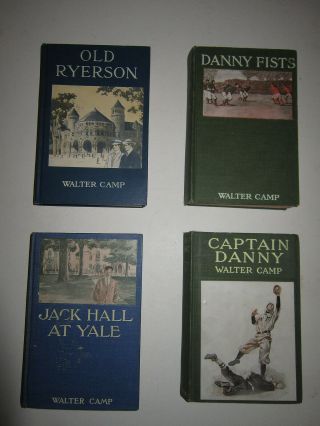 4 Sports Novels By Walter Camp Early 1900s Baseball Football Yale Deco Cloth