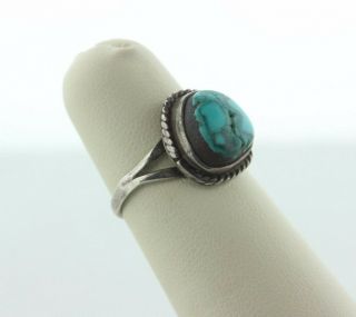 Vintage Southwestern Handmade Sterling Silver 925 Turquoise Ring - Size 5.  5 2