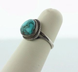 Vintage Southwestern Handmade Sterling Silver 925 Turquoise Ring - Size 5.  5 3