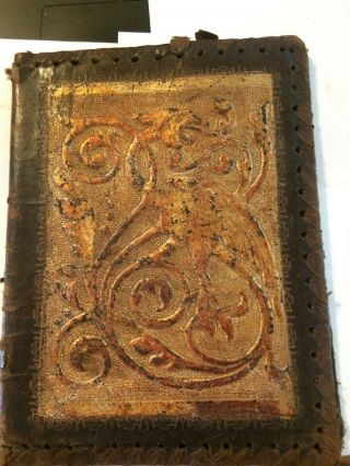 Vintage Leather Book Cover With Dragon Design And A Book Mark
