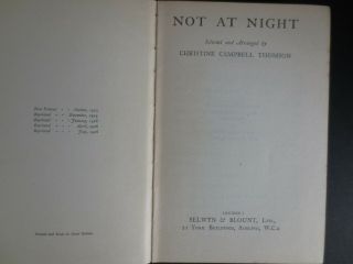 1926 Not At Night 1st Editon 5th Impression C C Thomson Ghost Horror Weird Tales