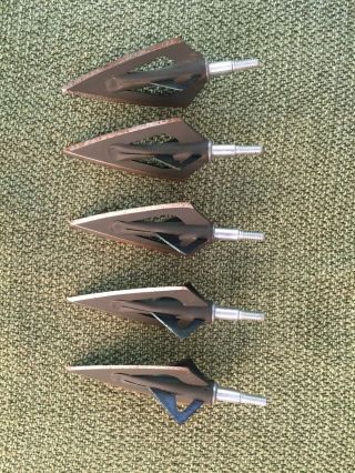 5 Vintage Fred Bear Archery Broad Heads With Inserts And Bleeder Blades