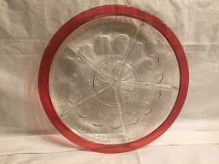 Vintage Kings Crown Ruby Flash Stain 14 " Dia 5 Part Divided Serving Dish