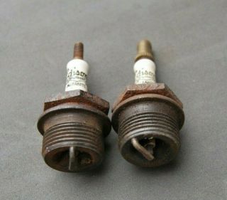 2 Vintage Edison Splitsdorf Albanite spark plugs 1920 ' s or older 2