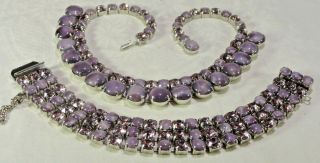 Vtg Juliana Stunning Purple Moonstone Cabochon Lavender Rs Necklace Bracelet Set