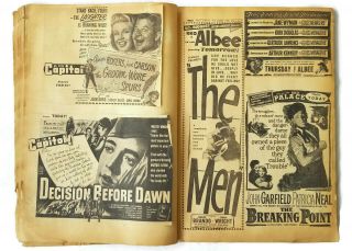 120 Vintage Movie Newspaper Opening Day Advertisements Scrapbook 1950 1951 1952