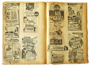 120 Vintage MOVIE Newspaper Opening Day Advertisements Scrapbook 1950 1951 1952 3