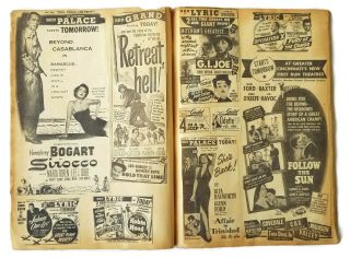 120 Vintage MOVIE Newspaper Opening Day Advertisements Scrapbook 1950 1951 1952 4