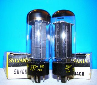 5U4GB NOS Sylvania radio guitar amplifier rectifier vacuum tubes 2 valves 2