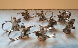 8 Vintage Regal Quality Silver Trumpeting Angels Napkin Rings Christmas Decor