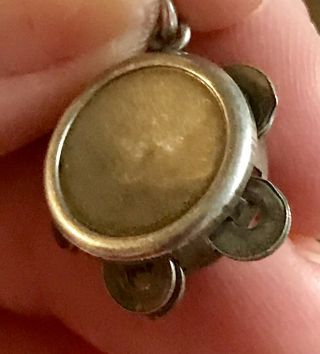 Vintage Sterling Silver Tambourine Movable Charm
