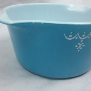 Pyrex Blue White Snowflake Garland One Quart QT Dish 473 Vintage 4