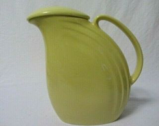Vintage Hall Pottery 2340 Yellow Nora Refrigerator Pitcher Disk Ice Lip W/ Lid