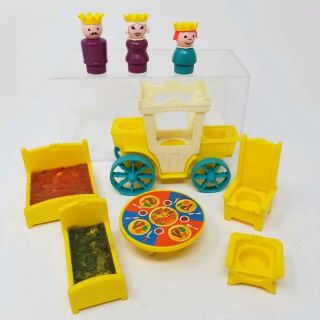 Fisher Price Little People Vintage Castle King Queen Princess Carriage Furniture