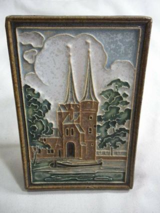 Vintage Delft Church Tile Porceleyne Fles Cloisonne 3