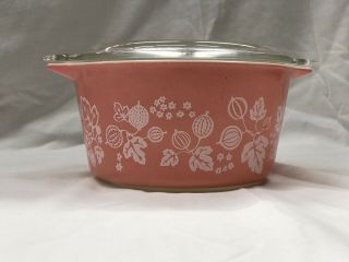 Vintage Pyrex Pink Gooseberry 473 Casserole Dish With Lid