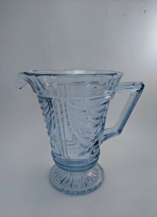 Vintage Sowerby Art Deco Ice Blue Glass Jug - 2550