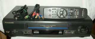 Panasonic Pv - V4611 Vhs Vcr Fully With Remote,  A/v & Rf Cables.