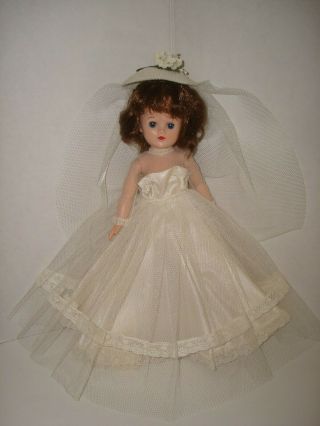 Vtg 1957 Jill Vogue Doll Bride Dress/hat 7415 Fit Lil Ms Revlon/toni/fashion/10 "