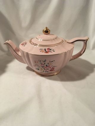 Vintage Sadler (england) Floral Teapot With Gold Trim