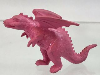Vintage Russ Pink Dragon 1.  5” Pink Figurine Figure Rubber Plastic Fantasy Toy