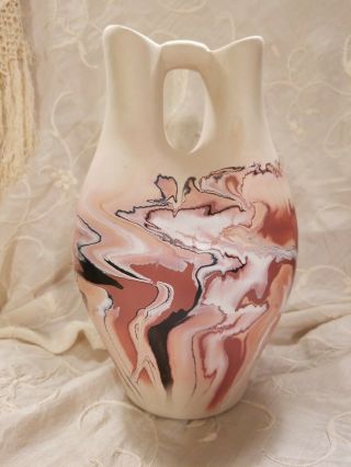 Vintage Authentic Nemadji Vase Indian River Pottery Hand Painted 9 " Wedding Vase
