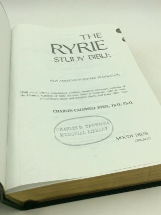 THE RYRIE STUDY BIBLE: American Standard Translation by Charles Ryrie - 1978 2