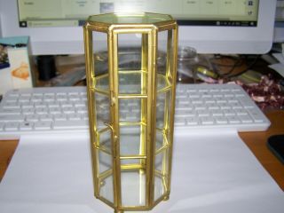 Vintage Mini Brass Glass Footed 3 Tiered Hinged Curio Display Case Box